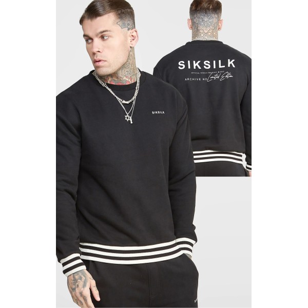 SikSilk Black Oversized Back Logo Sweat
